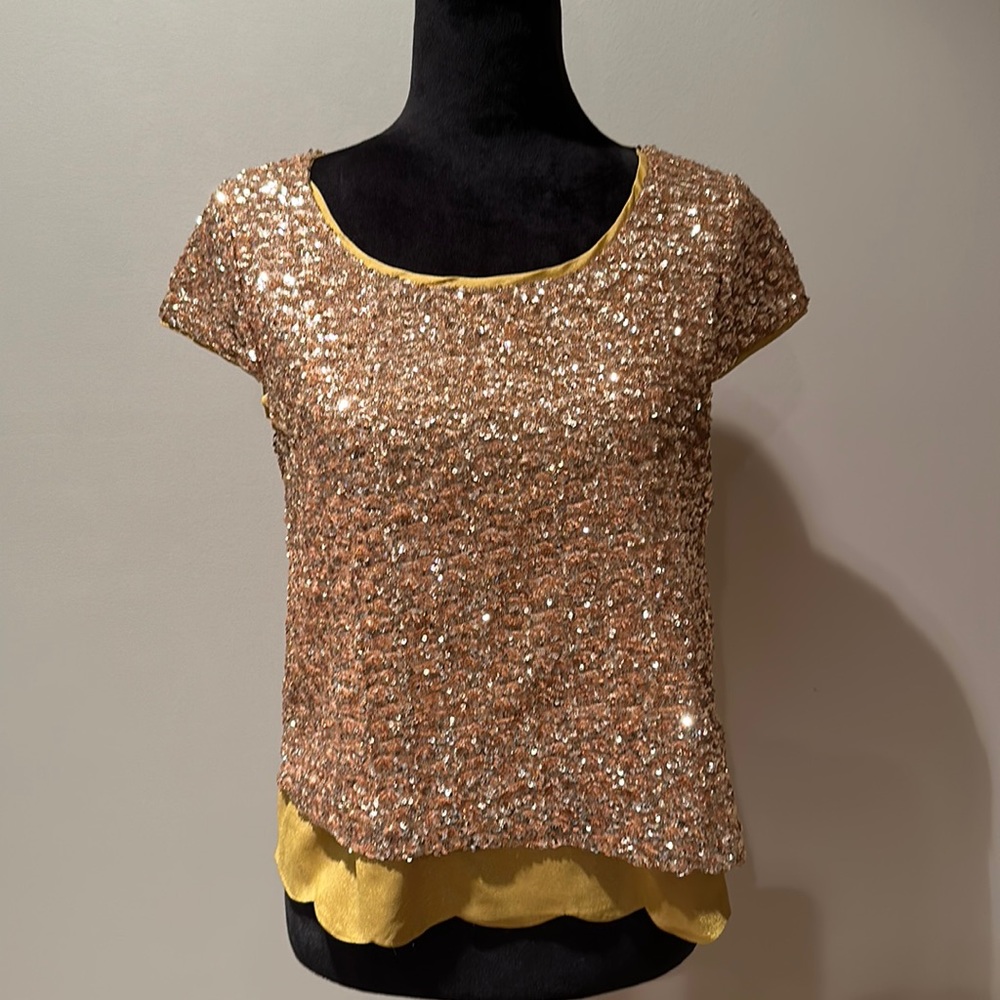 Gold sequin size M top